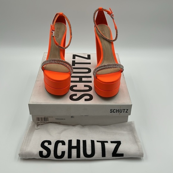 2082- Schutz Orange Platform Heels Size 7 B NWT - Picture 12 of 13
